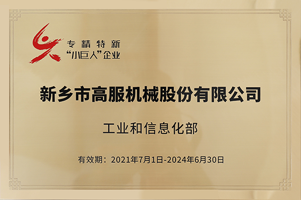 2020年，入選“國(guó)家級(jí)專精特新小巨人”企業(yè)